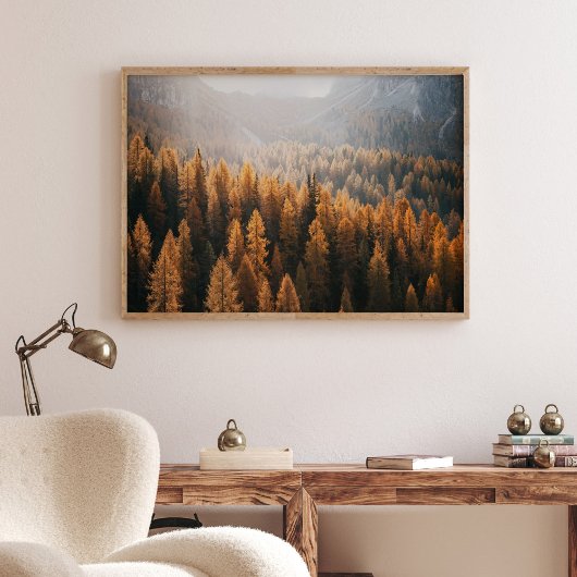 Poster Paysage Automne Vue Montagne Automne Avec Jaune