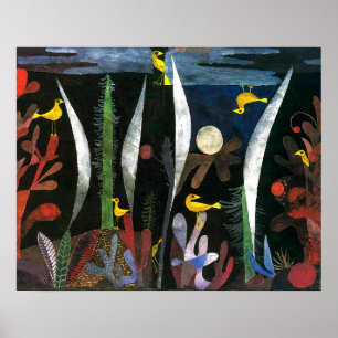 Poster Paysage aux oiseaux jaunes Paul Klee