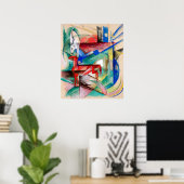 Poster Paysage avec animaux de Franz Marc (Bureau à domicile)