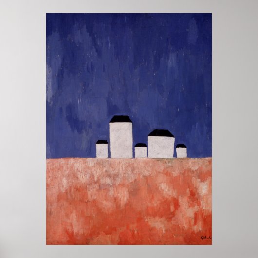 Poster Paysage avec cinq maisons, vers 1932 (Devant)