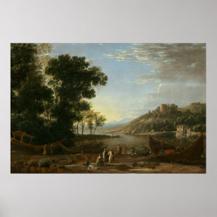 Poster Paysage avec commerçants - Claude Lorrain Art