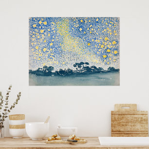 Poster Paysage avec étoiles - Elégance rétro