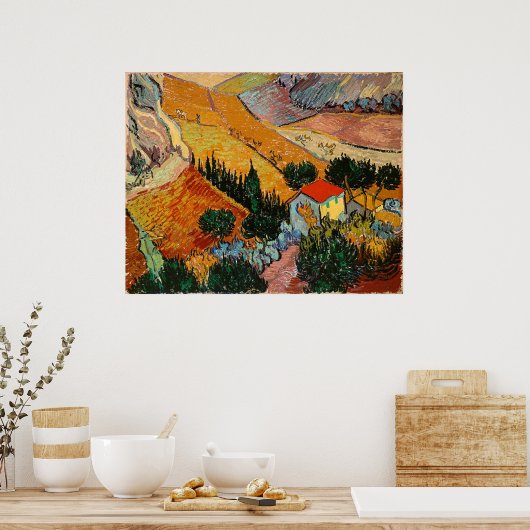Poster Paysage avec maison et laboureur, (Cuisine)