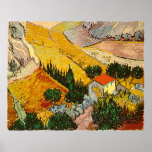 Poster Paysage avec Maison et PloughmaVincent van Gogh