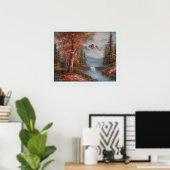 Poster Paysage avec montagnes et cascade (Bureau à domicile)