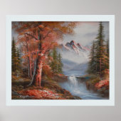 Poster Paysage avec montagnes et cascade (Devant)