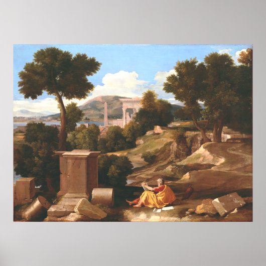 Poster Paysage avec Saint John sur Patmos Nicolas Pouss (Devant)