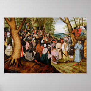 Poster Paysage avec St John le baptiste prêchant