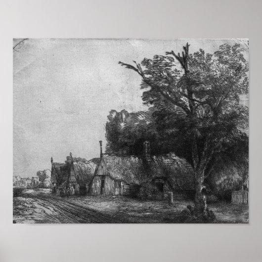 Poster Paysage avec trois chalets, 1650 (Devant)