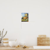 Poster Paysage avec une jeune fille traçant une vache par (Cuisine)