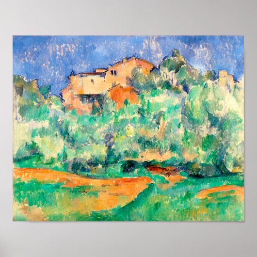 Poster Paysage avec une maison, Cézanne (Devant)