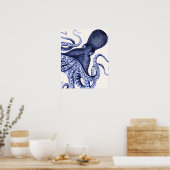Poster Paysage Bleu Octopus (Cuisine)