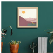 Poster Paysage boho des montagnes roses