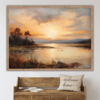 Poster Paysage captivant de coucher de soleil, Terres de 