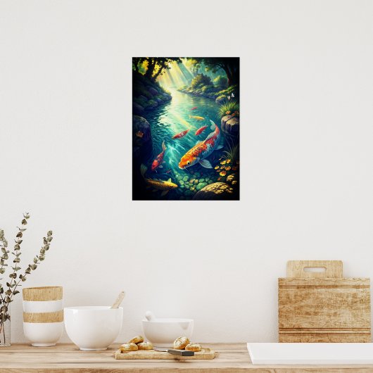 Poster Paysage chinois antique majestueux avec rivière et (Cuisine)