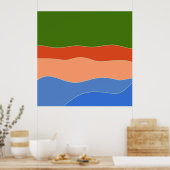 Poster Paysage coloré Abstrait moderne milieu du siècle (Cuisine)