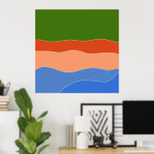 Poster Paysage coloré Abstrait moderne milieu du siècle (Bureau à domicile)