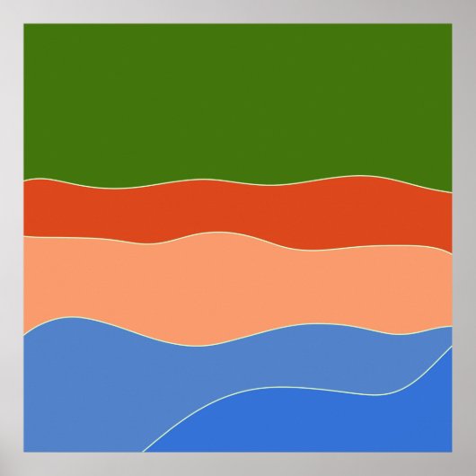 Poster Paysage coloré Abstrait moderne milieu du siècle (Devant)