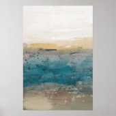 Poster Paysage côtier abstrait avec sarcelle et beige (Devant)