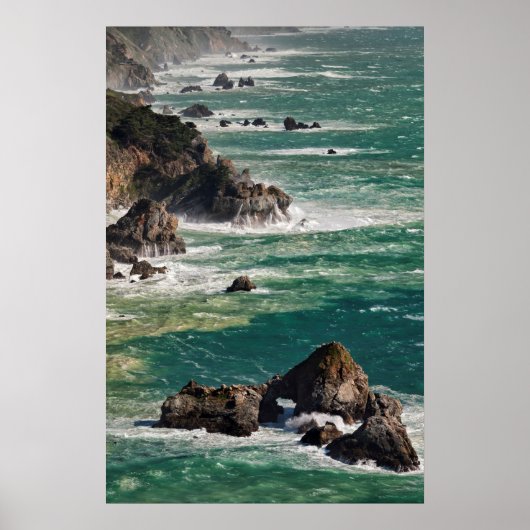 Poster Paysage côtier avec vagues (Devant)