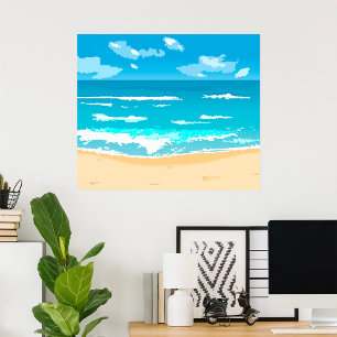 Poster Paysage côtier tropical d'Ocean Beach
