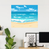 Poster Paysage côtier tropical d'Ocean Beach (Bureau à domicile)