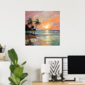 Poster Paysage côtier tropical - Impressionniste (Bureau à domicile)