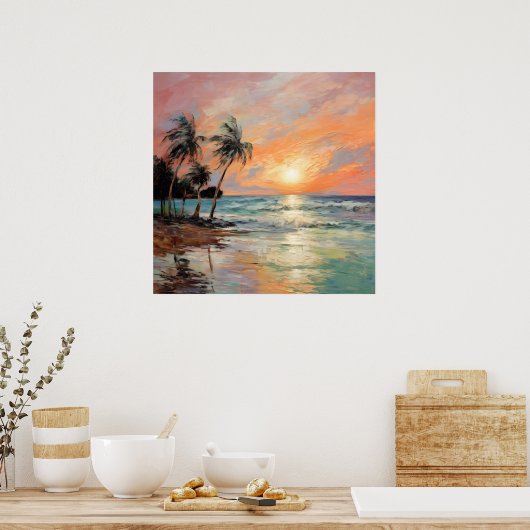 Poster Paysage côtier tropical - Impressionniste (Cuisine)