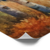 Poster Paysage d'aquarelle Forêt d'automne avec montagne (Coin)