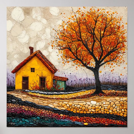 Poster Paysage d'arbre coloré (Devant)