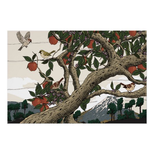Poster Paysage d'arbres fruitiers (Devant)