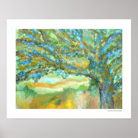 Poster Paysage d'arbres Peinture moderne sarcelle vert bl (Devant)