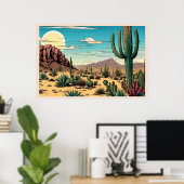 Poster Paysage d'art graphique de Desert Butte Mesa (Bureau à domicile)