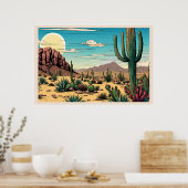 Poster Paysage d'art graphique de Desert Butte Mesa (Cuisine)
