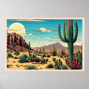 Poster Paysage d'art graphique de Desert Butte Mesa