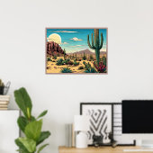 Poster Paysage d'art graphique de Desert Butte Mesa (Bureau à domicile)