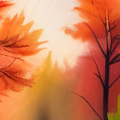 Poster Paysage d'automne aquarelle