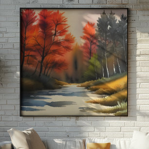 Poster Paysage d'automne aquarelle