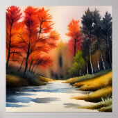 Poster Paysage d'automne aquarelle (Devant)