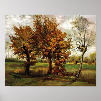 Poster Paysage d'automne Quatre arbres Van Gogh Art