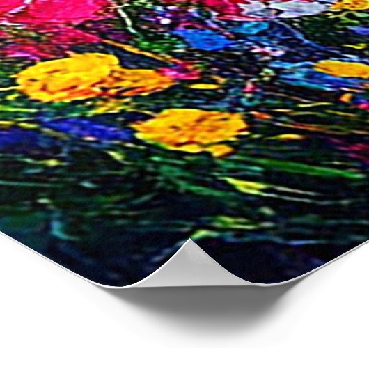 Poster Paysage De Campagne Avec Fleurs (Coin)