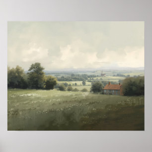Poster Paysage de campagne française Maison de ferme rust