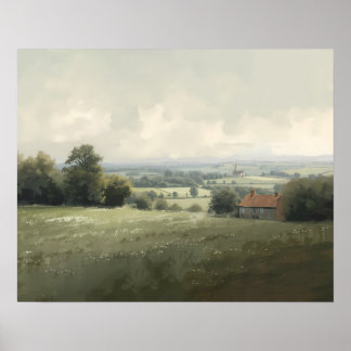 Poster Paysage de campagne française Maison de ferme rust