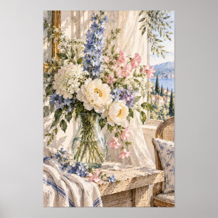 Poster Paysage de campagne française Vase en verre de piv