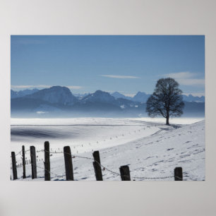 Poster Paysage de campagne hivernale neige Photo