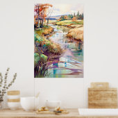Poster Paysage de campagne peinture aquarelle (Cuisine)