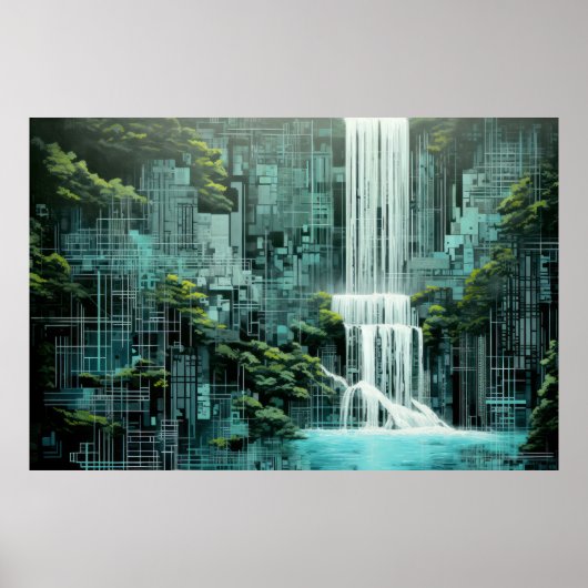 Poster Paysage de cascade Peinture Art Décor (Devant)