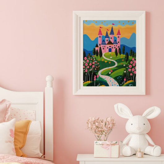 Poster Paysage de château de conte de fées pour enfants