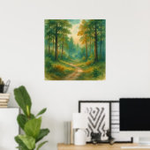 Poster Paysage de chemin forestier - Style de peinture à (Bureau à domicile)