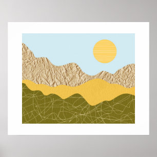 Poster Paysage de collage abstrait